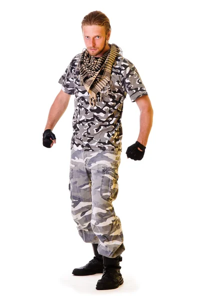 Soldato in uniforme mimetica — Foto Stock