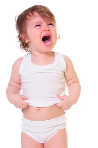 Маленький ребенок плачет — стоковое фото
