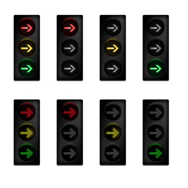 Traffic light set with right turn arrow clipart
