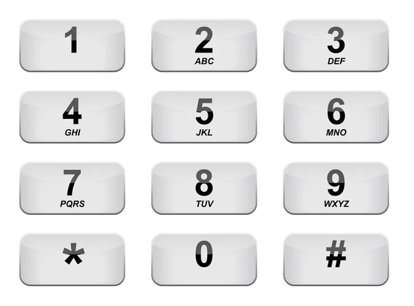 White phone keyboard with rectangular buttons — Stockvector