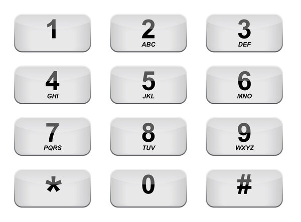 White phone keyboard with rectangular buttons