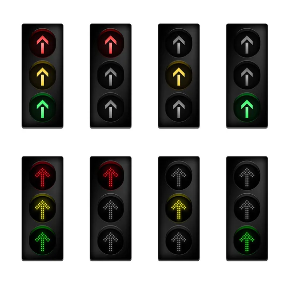 Traffic light set with arrow — Stock Vector
