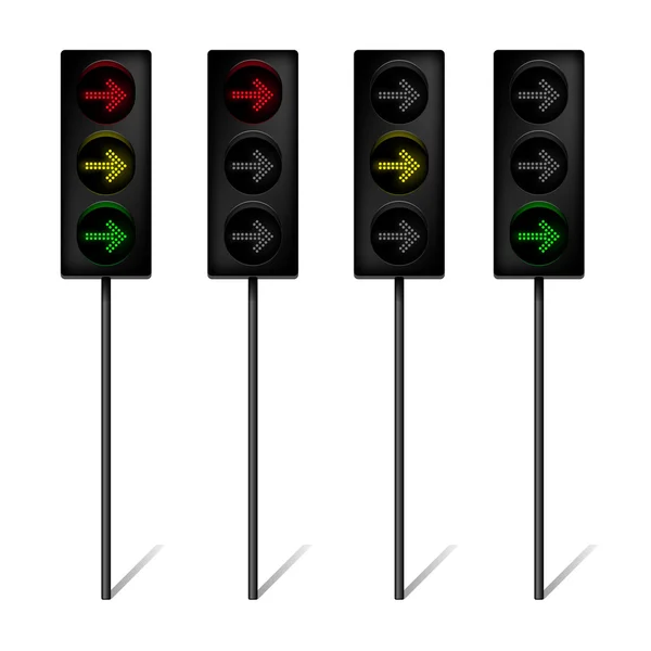 ターン右矢印と led のトラフィック ライト — ストックベクタ
