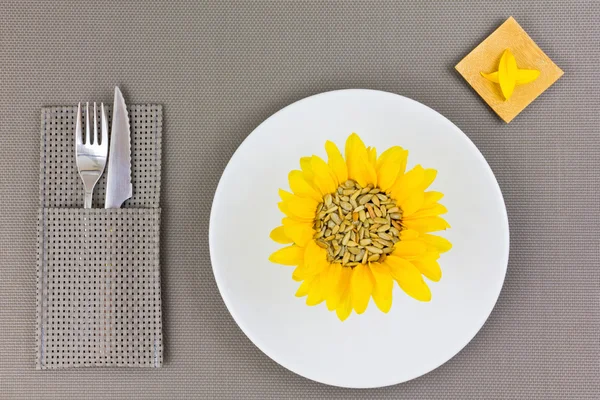Sunflower seeds on the plate