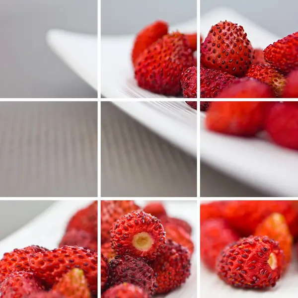 Wild strawberries collage — Stock Photo, Image