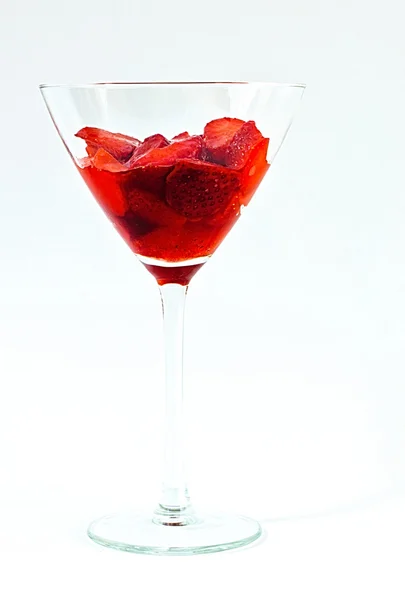 Ποτήρι κοκτέιλ γεμάτη φράουλες — Φωτογραφία Αρχείου