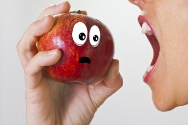 The terrified apple clipart