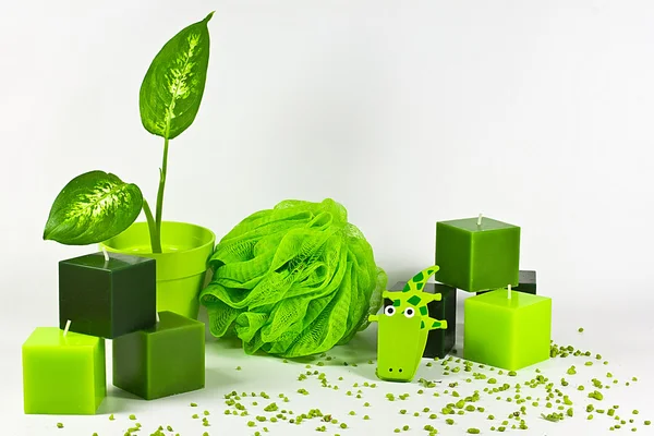 Zöld dekorációk, gyerek Stock Kép