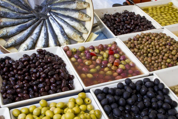 Wochenmarkt Olivengeschäft — Stockfoto