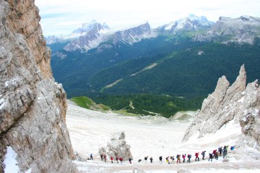 Group of climbers on the mountain clipart