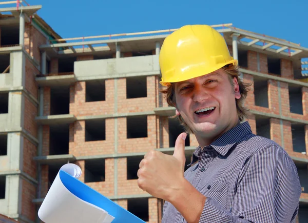 Erfolgreicher Bauarbeiter — Stockfoto