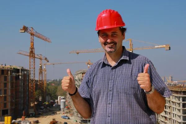 Trabalhador da construção bem sucedido — Fotografia de Stock