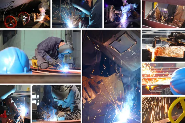 工作时的焊工 — 图库照片