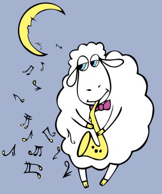 Romantic sheep with saxophone clipart