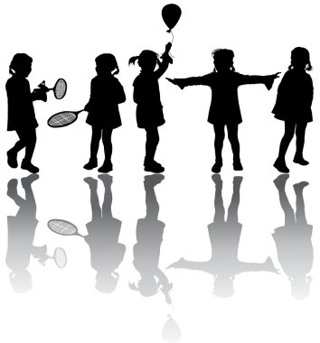 Kids silhouettes clipart