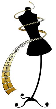 Dummy with gold centimetric tape clipart