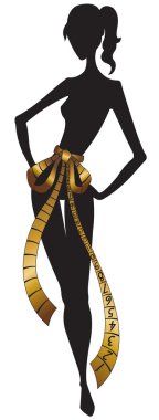 Black silhouette of woman with cenimetric tape clipart