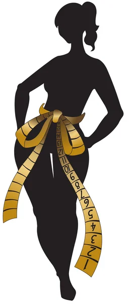 Silhouette de femme avec ruban centimétrique — Image vectorielle