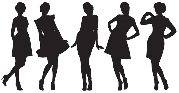 Vector silhouette of pretty women — Stock Vector