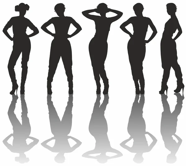 Silhouette vettoriale di belle donne — Vettoriale Stock