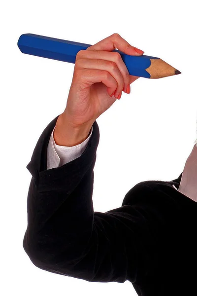 Woman hand with a big pen — Stock Photo, Image