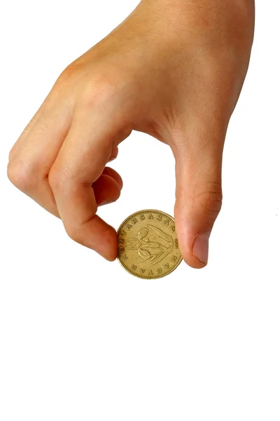 Moneda en mano — Foto de Stock