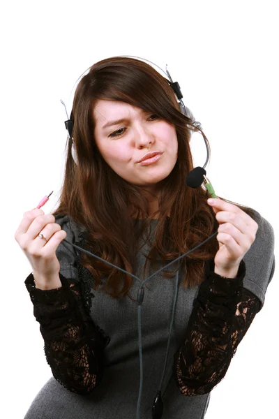 Beautiful girl with headset — Stock Photo, Image