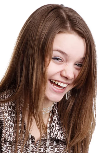 Νεαρή κοπέλα γελάει — Φωτογραφία Αρχείου