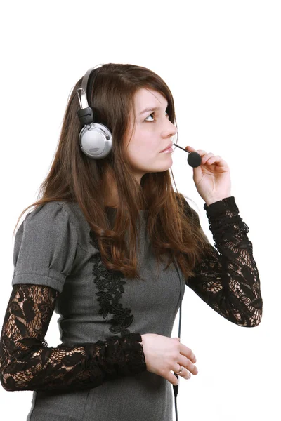 Girl with headset — Stock Photo, Image