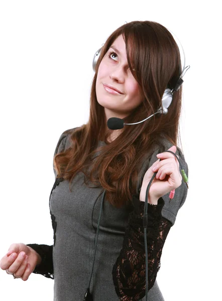 Girl in headphone — Stock Photo, Image