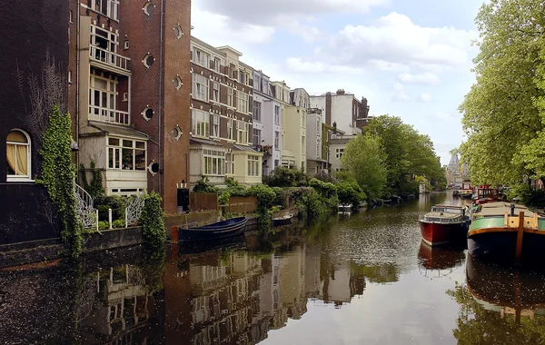 stock image Channel with boats and houses