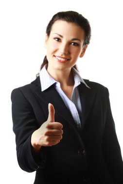 Business woman with thumb up clipart