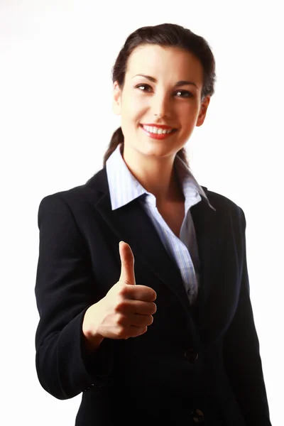 拇指向上的商务女人 — 图库照片