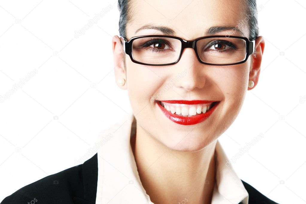 Smiling woman with glasses