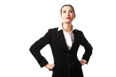 Attractive business woman l thinking or dreaming clipart