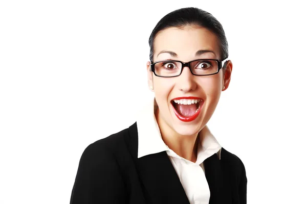 Donna scioccata con gli occhiali — Foto Stock