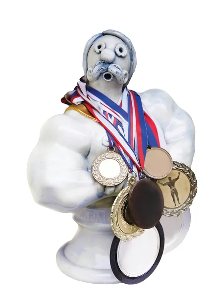 Funny statuette of athlete — Stock Photo, Image