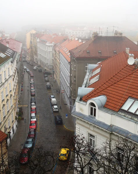 Prager Straße im Nebel — Stockfoto