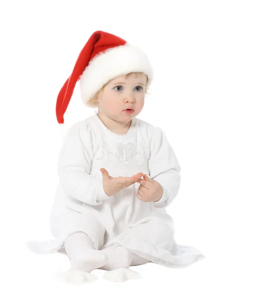 Roztomilé dítě v Santa klobouku — Stock fotografie
