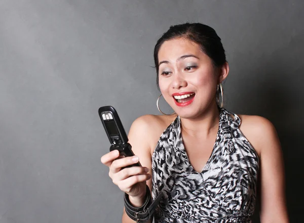 Happy Girl with Cellphone — Stock Photo, Image