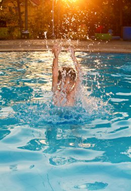 Boy Splashing Water clipart