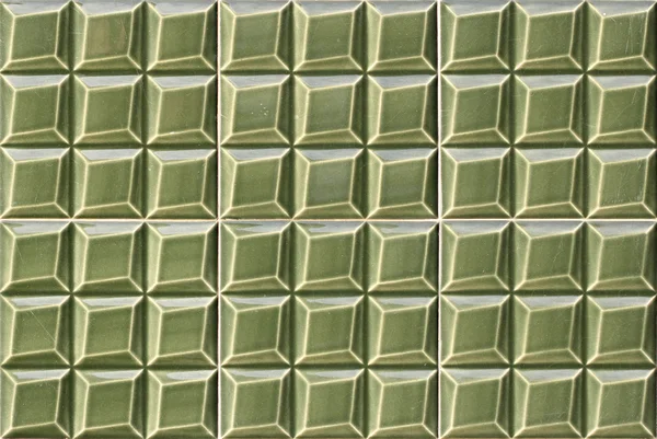 stock image Detail of Portuguese green glazed tiles