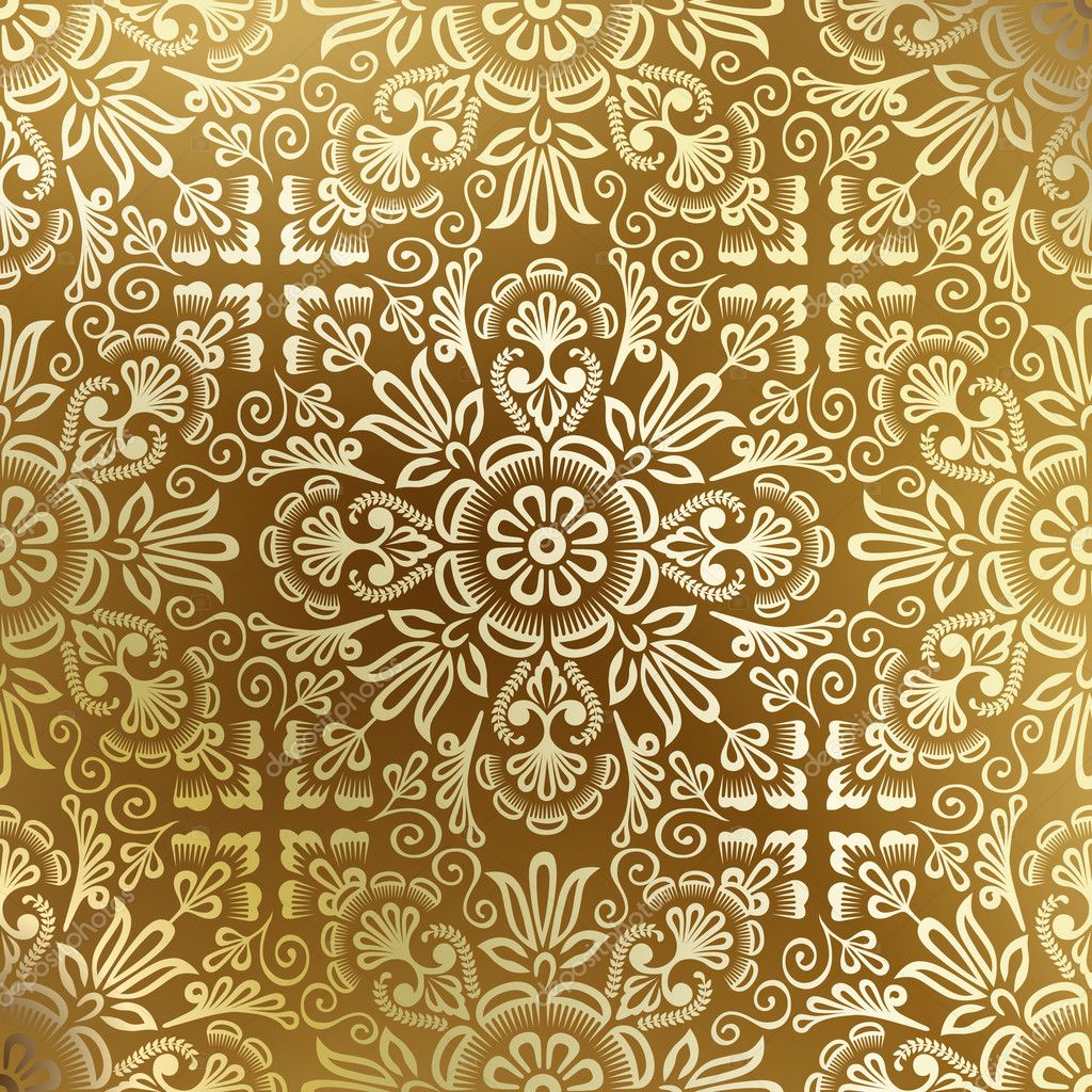 Seamless Golden Floral Damask Wallpaper Stock Vector  Illustration of  intricate cover 73135301