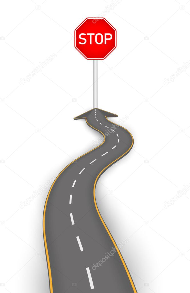 Road to stop board vector illustration