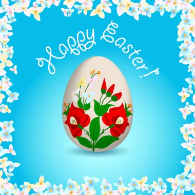 Happy Easter - English text and painted easter egg clipart