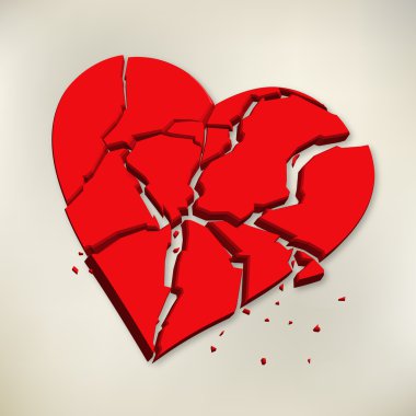 3d red broken heart on paper background clipart