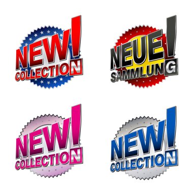 New collection! commercial english and german labels clipart