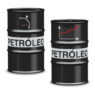 Oil crisis barrels on white background - Spanish clipart