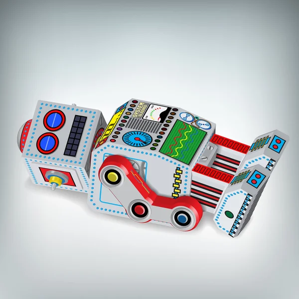 Retro sovande robot leksak illustration — Stock vektor