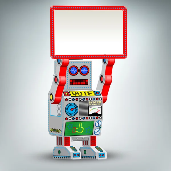 Illustration de jouets robot rétro avec table — Image vectorielle